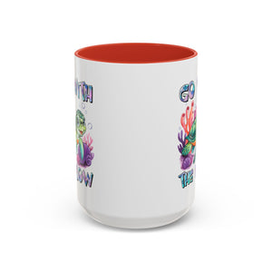 Ocean-Inspired Accent Coffee Mug - 'Go With The Flow' Design turtle
