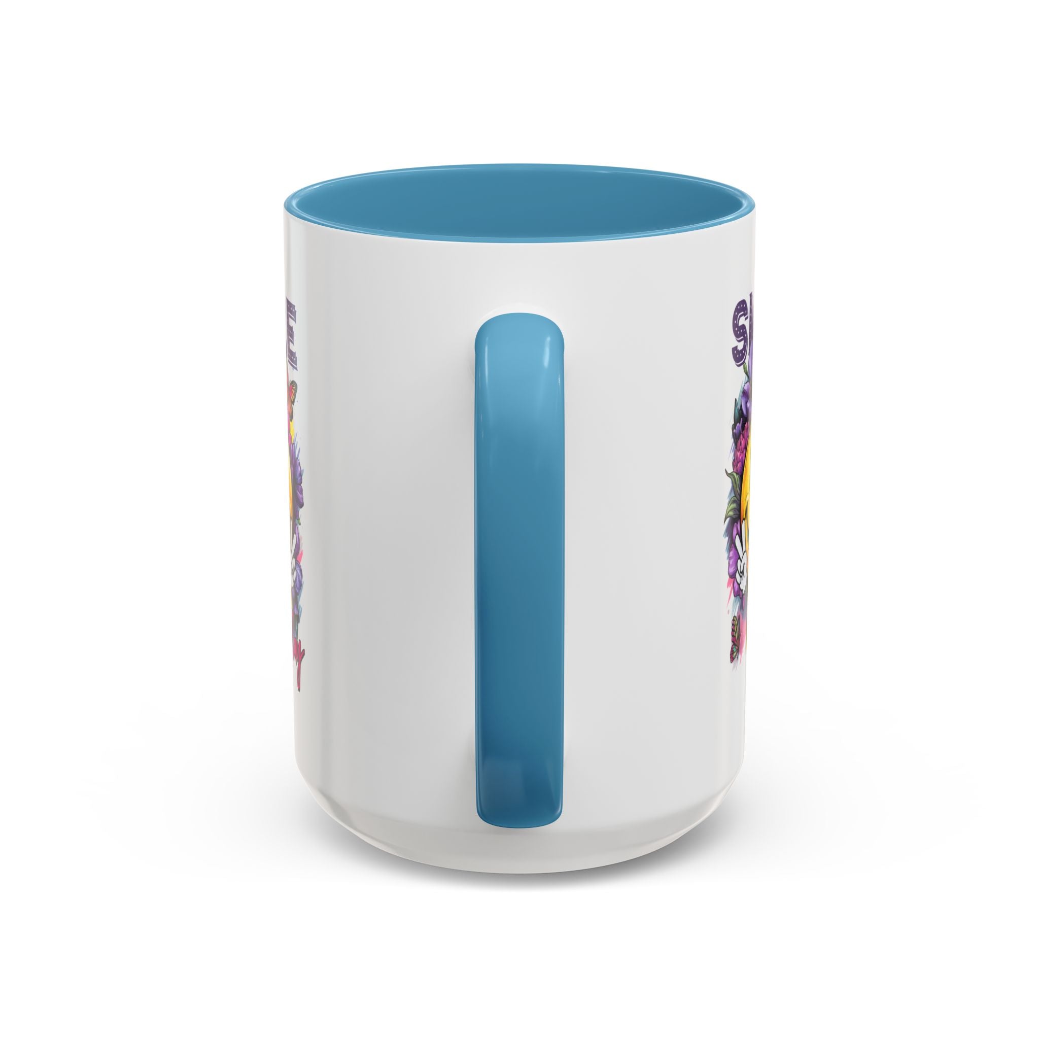 Smile Stay Accent Coffee Mug - Vibrant Floral Design for Positive Vibes