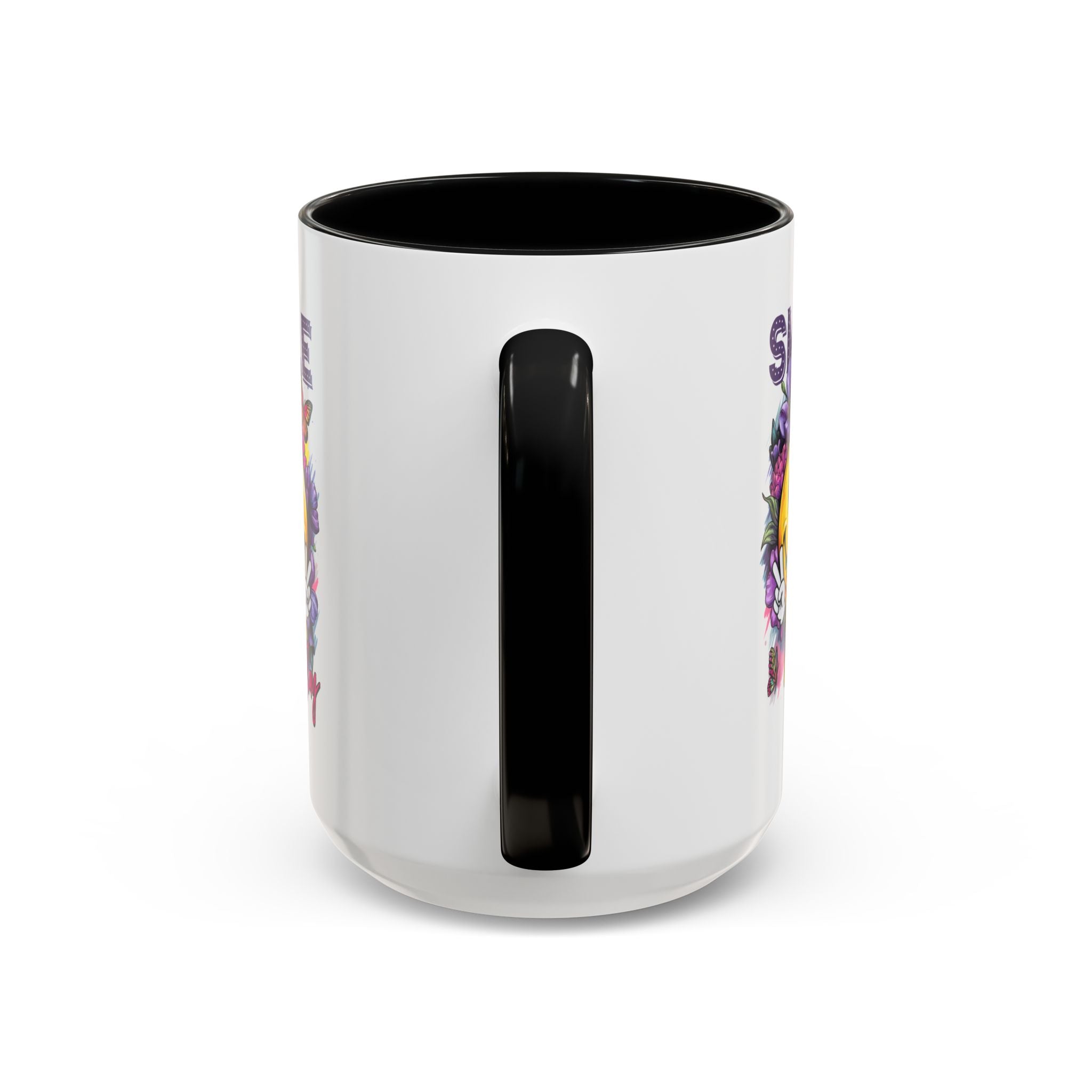 Smile Stay Accent Coffee Mug - Vibrant Floral Design for Positive Vibes