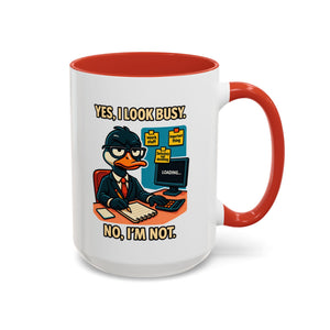 Busy Duck Coffee Mug, Humorous Office Mug, Cute Animal Mug Gift, Quirky Work Mug, Funny Gift for Coworkers