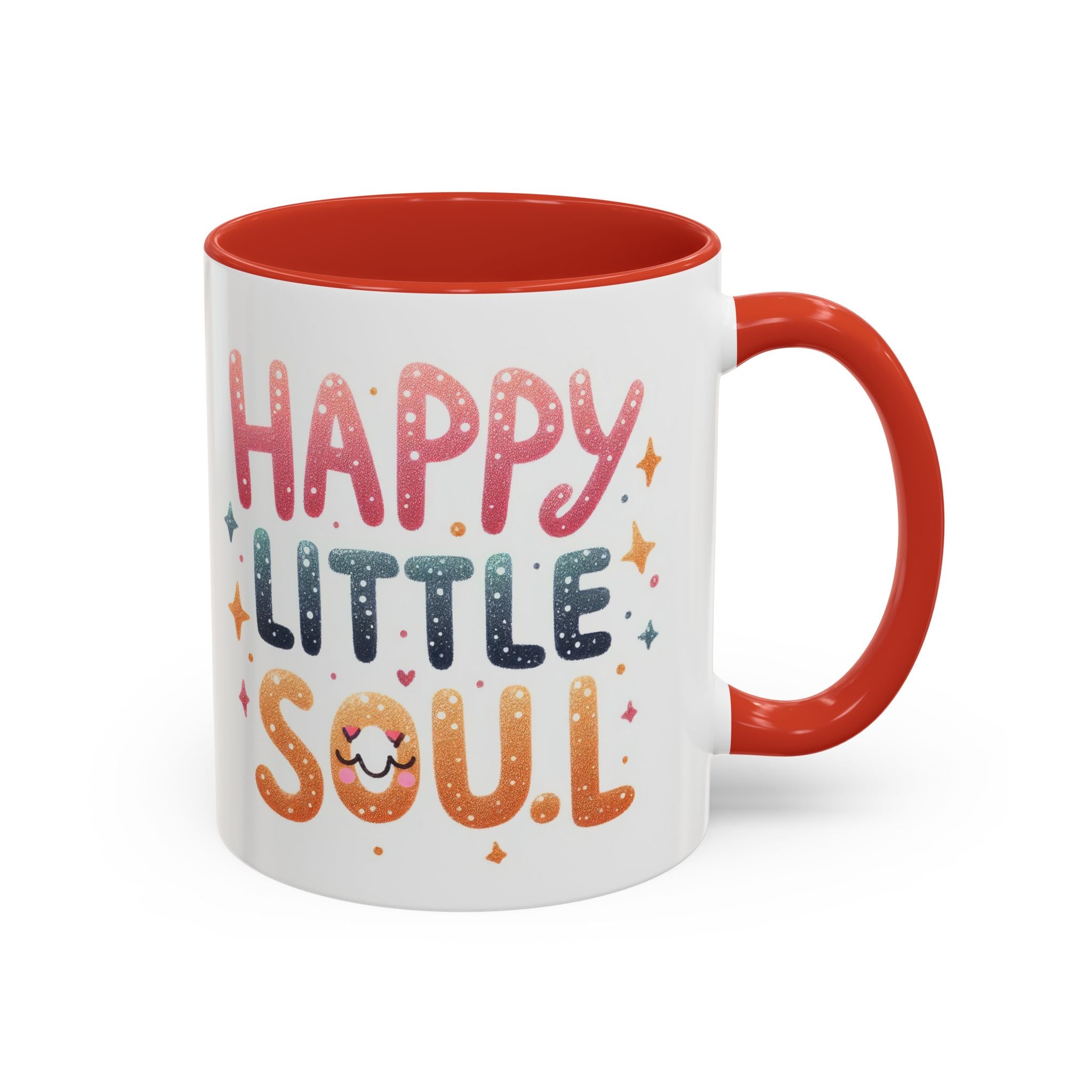 Happy Little Soul Accent Coffee Mug – Cute Positive Morning Quote (11/15 oz)