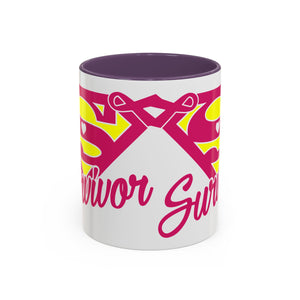 Survivor Mug 11oz & 15oz | Cancer Awareness, Motivational Gift, Empowerment, Superhero Theme, Unique Coffee Cup