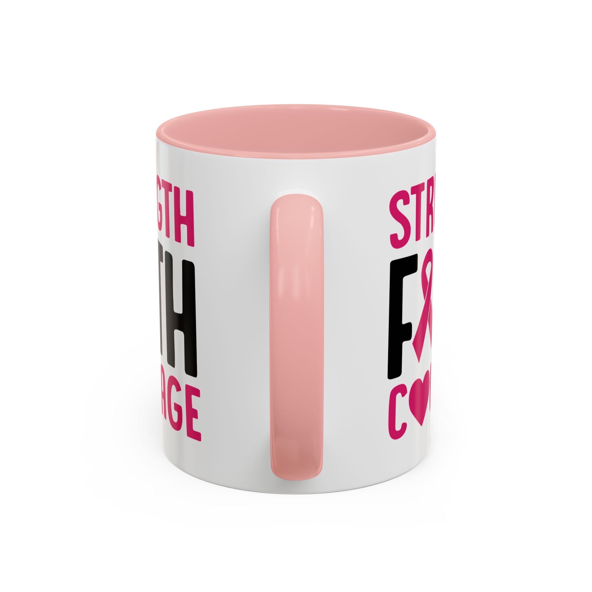 Inspirational Coffee Mug: Strength, Faith, Courage - Gift for Survivors, Awareness Events, Supportive Home Decor, Encouragement