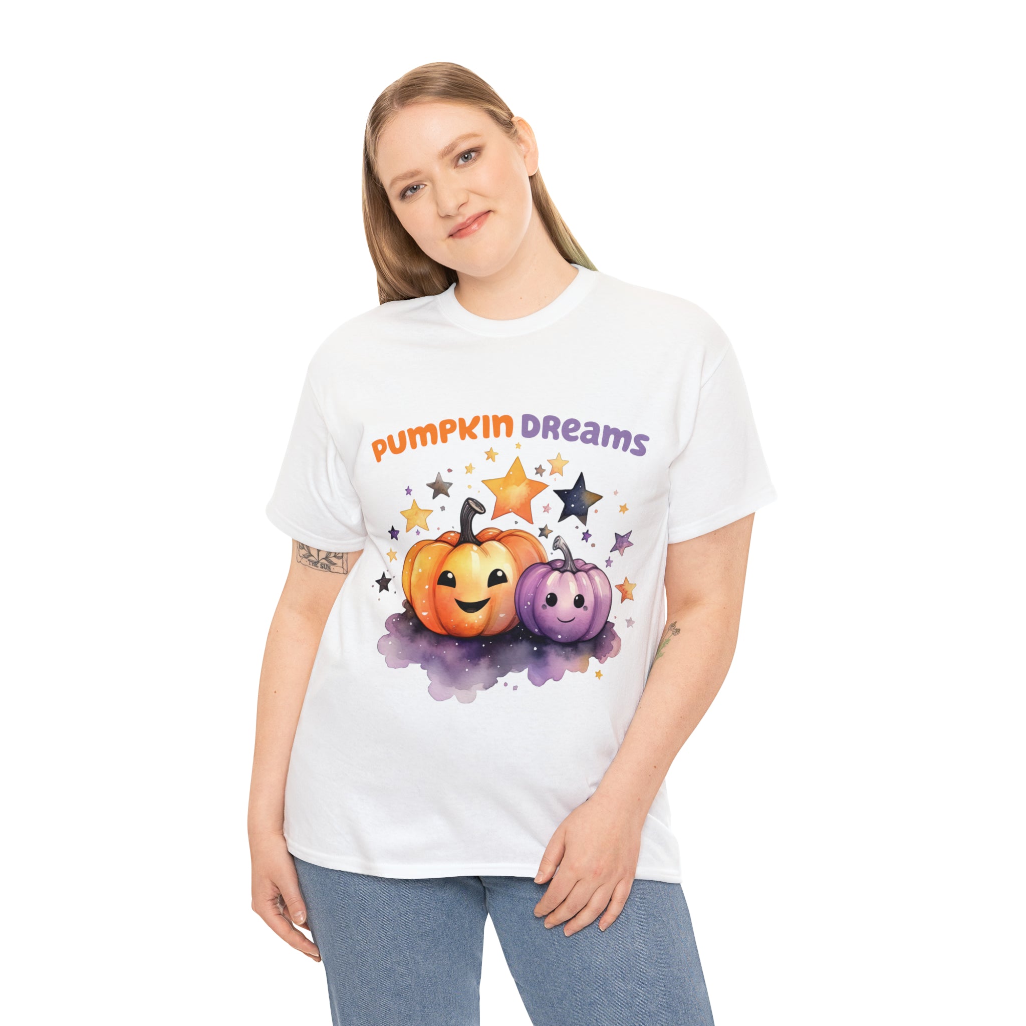 Halloween t shirt pumpkin dreams pastel colors gift for whole family fall fun stocking stuffer Unisex Heavy Cotton Tee