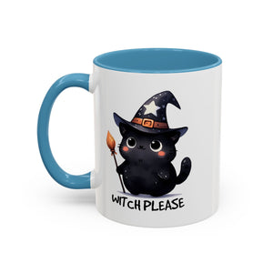 Cute Witch Cat Coffee Mug - Perfect for Halloween, Cat Lover Gift, Witch Please Design, Black Cat Mug, Cozy Drinkware