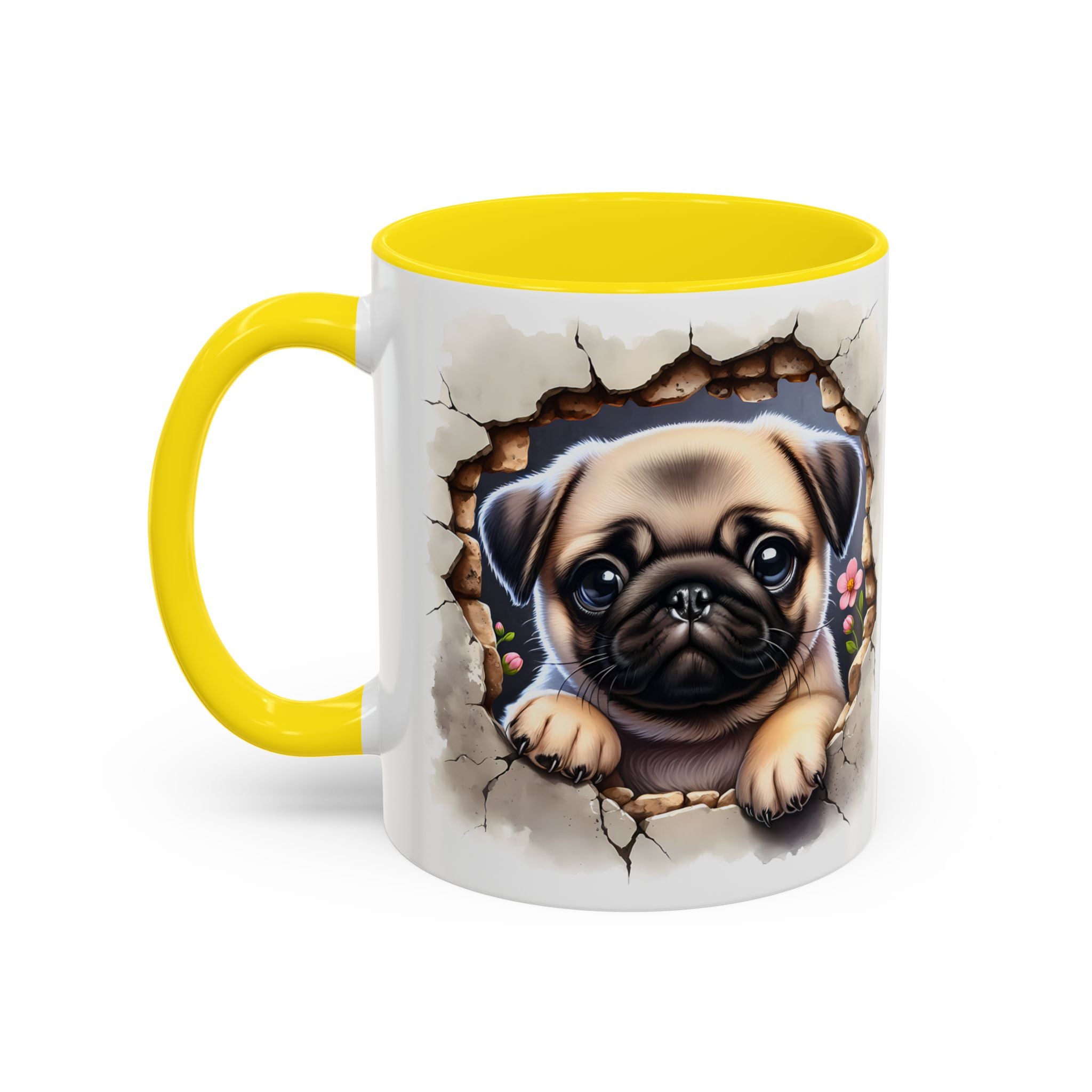 Pug In A Wall Coffee Mug - Cozy Ceramic Cup for Dog Lovers - Cute Pet Gift for Birthdays, Anniversaries, and Holidays