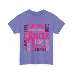 Cancer Awareness Unisex Tee, Support Cancer Fighters, Fight Against Cancer, Gift for Survivors, Hope & Love T-Shirt