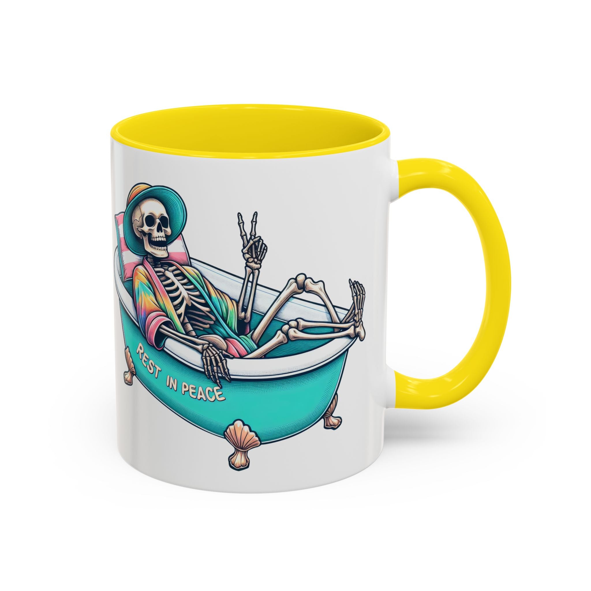 Rest in Peace Skeleton Coffee Mug - Fun Halloween Gift, Unique Home Decor, Hilarious Office Cup, Quirky Birthday Present, Spooky