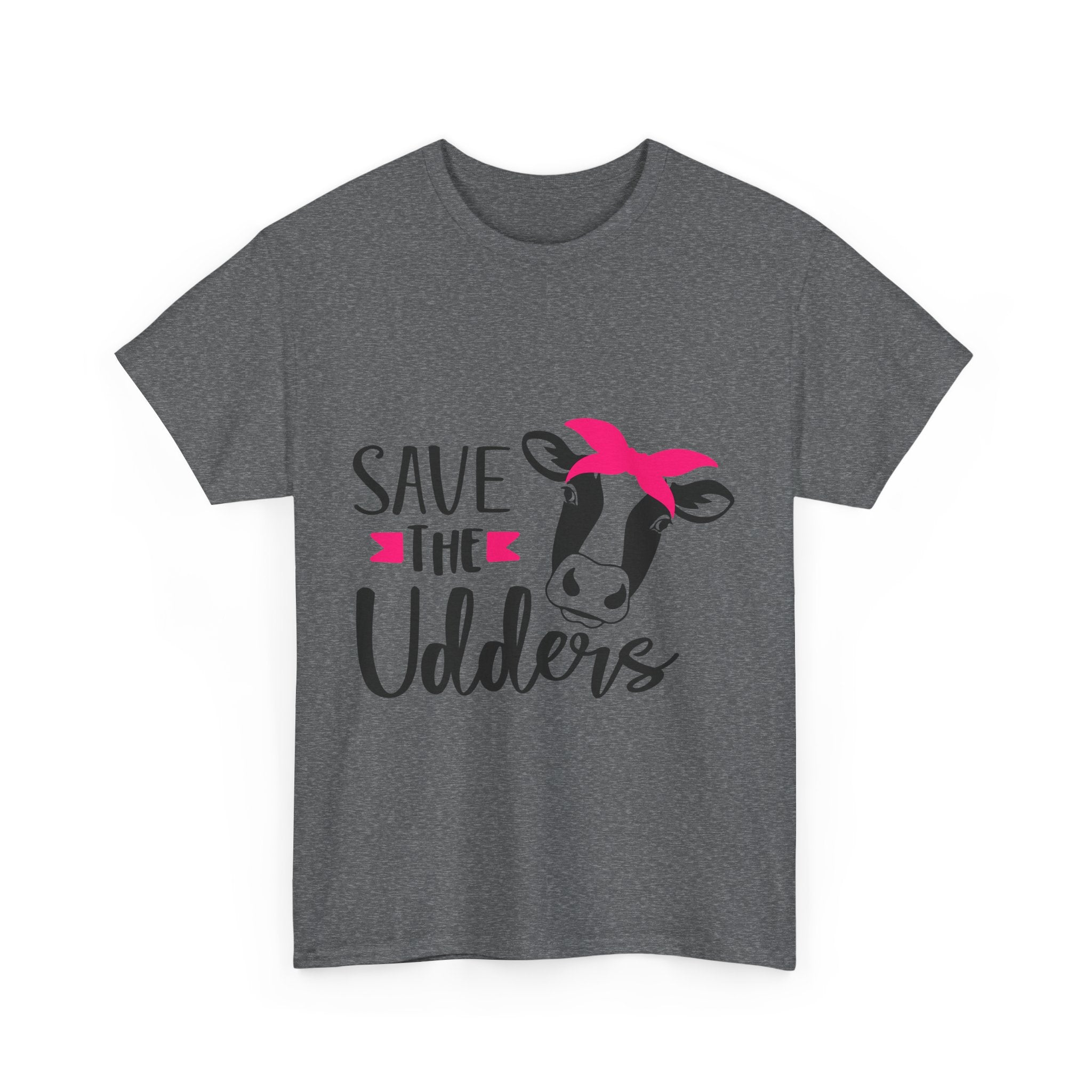 cancer awareness Save the Udders Unisex Heavy Cotton Tee, Fun Cow Tee,  Animal Lover Gift, Casual Tee, Eco-Friendly Apparel