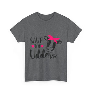 cancer awareness Save the Udders Unisex Heavy Cotton Tee, Fun Cow Tee,  Animal Lover Gift, Casual Tee, Eco-Friendly Apparel