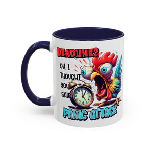 Funny Panic Attack Coffee Mug, Quirky Rooster Mug for Stress Relief, Gift for Teachers, Office Humor, Coworker Gift, Fun Coffee Cup