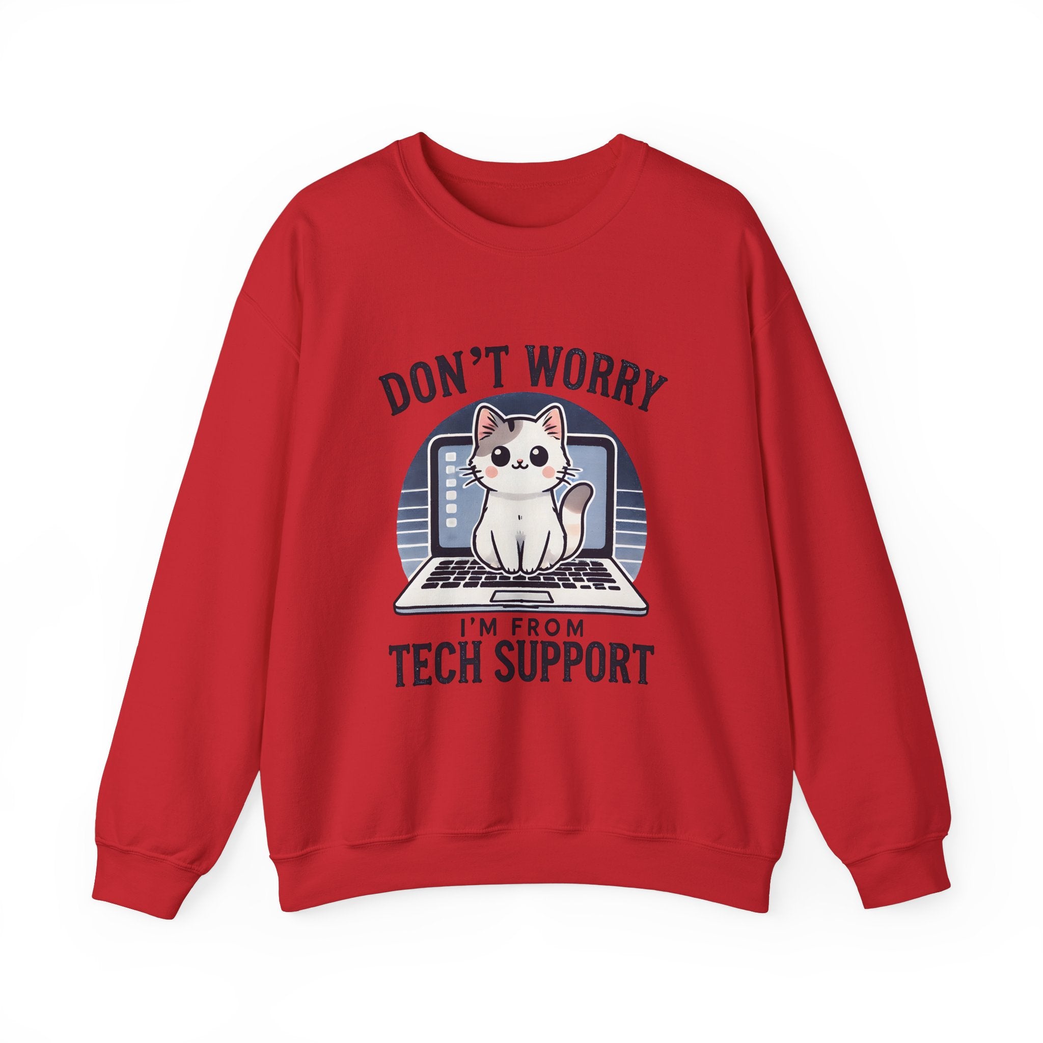 Tech Support Cat Crewneck Sweatshirt – Fun Gift for IT Lovers