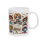 Coffee Lovers Ceramic Mug - Funny Cartoon Design | Perfect Gift for Coffee Enthusiasts, Home Office, Any Holiday