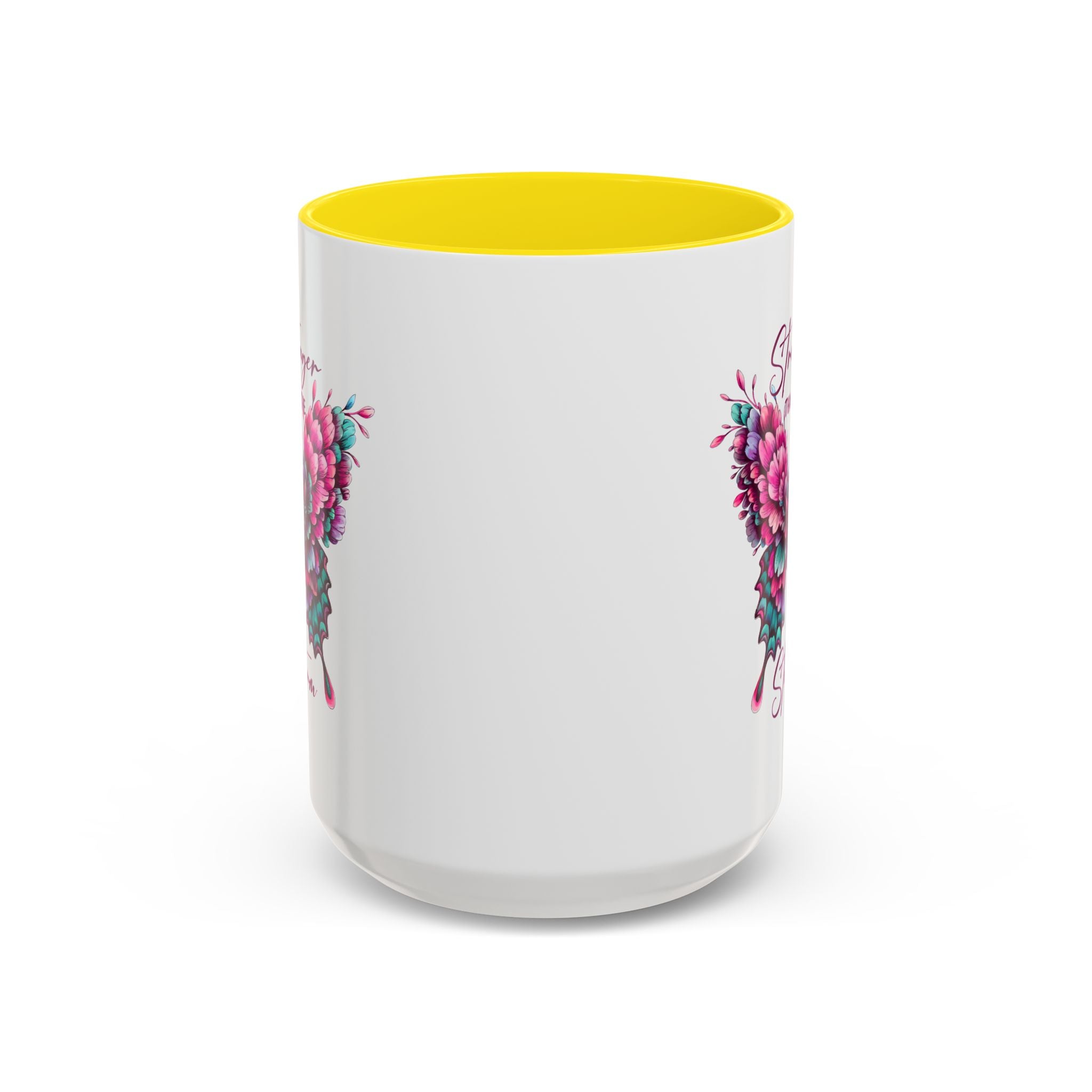 Stronger Than The Storm Accent Coffee Mug - Inspirational Butterfly Design