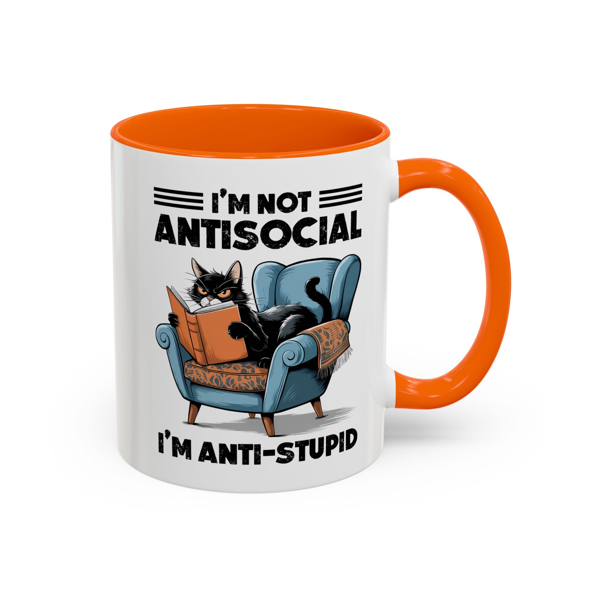 I'm not Antisocial Cat Coffee Mug  I'm anti stupid - Funny sarcasm