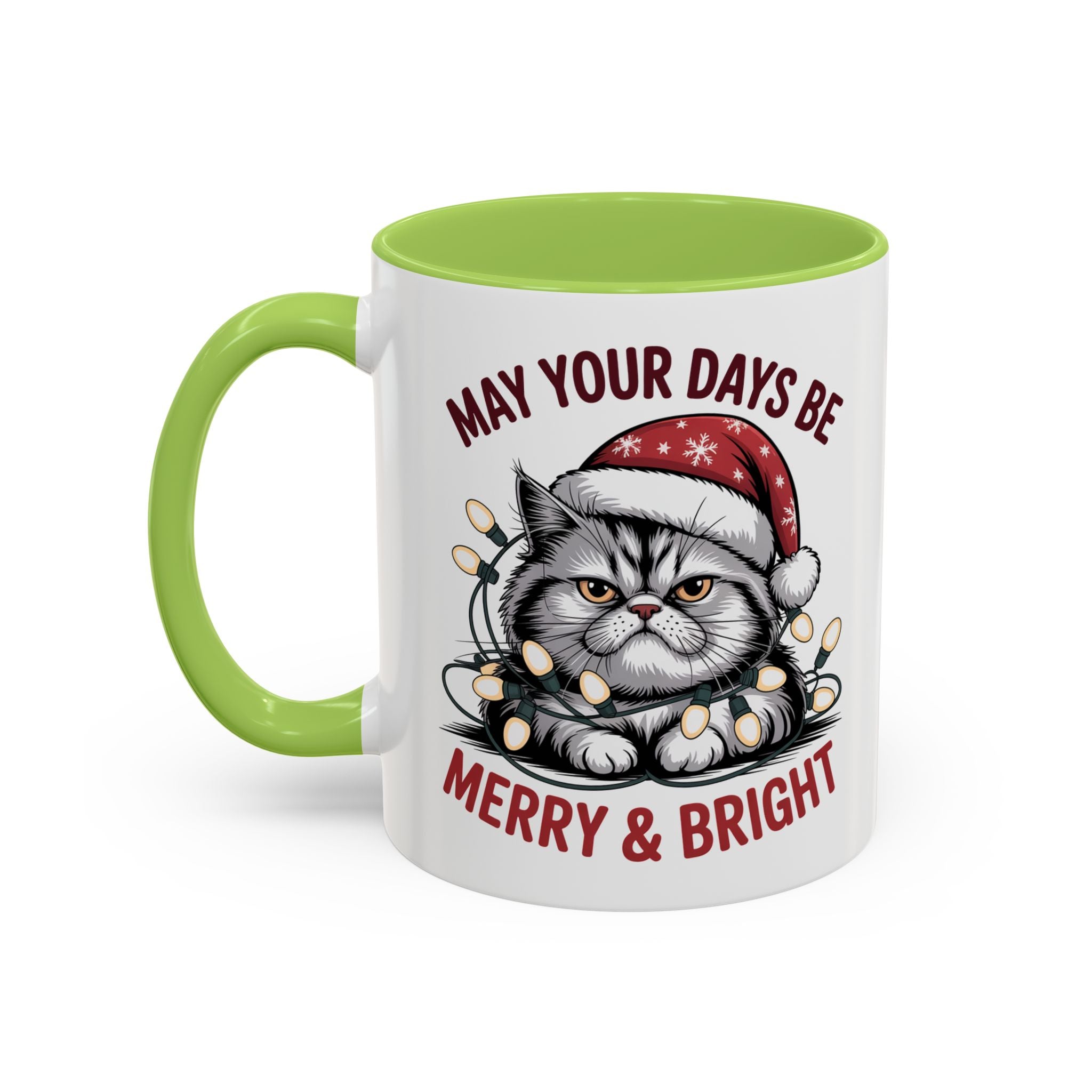 Funny Holiday Cat Mug - "May Your Days Be Merry & Bright"