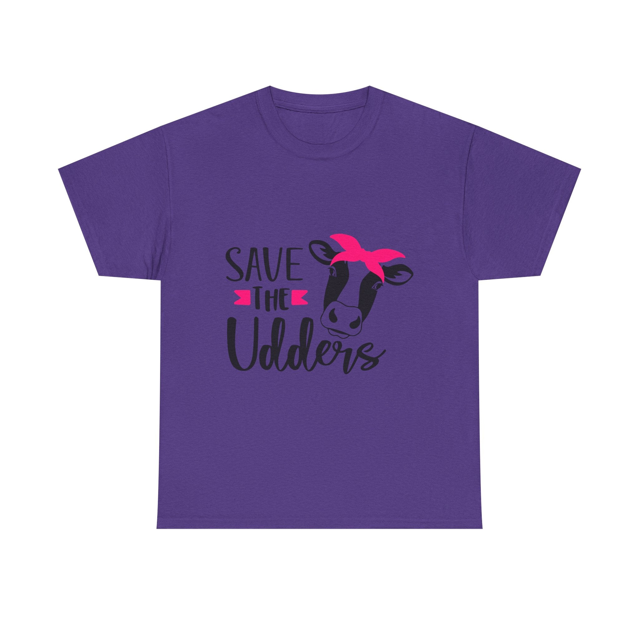 cancer awareness Save the Udders Unisex Heavy Cotton Tee, Fun Cow Tee,  Animal Lover Gift, Casual Tee, Eco-Friendly Apparel