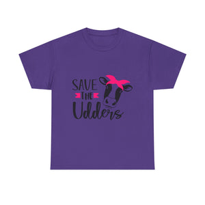 cancer awareness Save the Udders Unisex Heavy Cotton Tee, Fun Cow Tee,  Animal Lover Gift, Casual Tee, Eco-Friendly Apparel