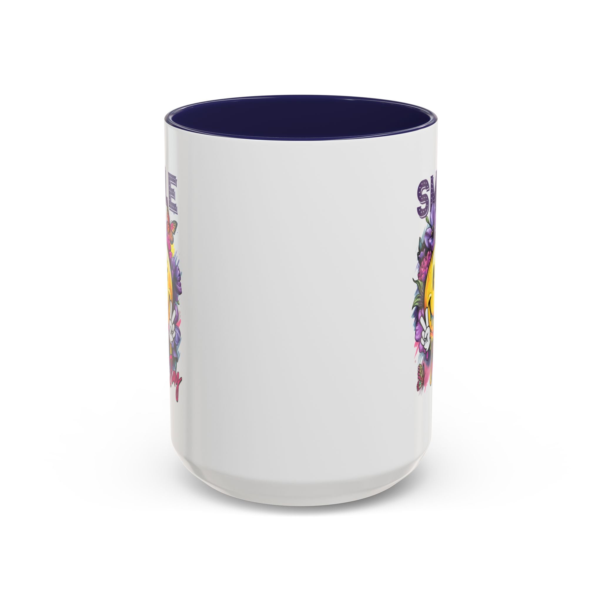Smile Stay Accent Coffee Mug - Vibrant Floral Design for Positive Vibes