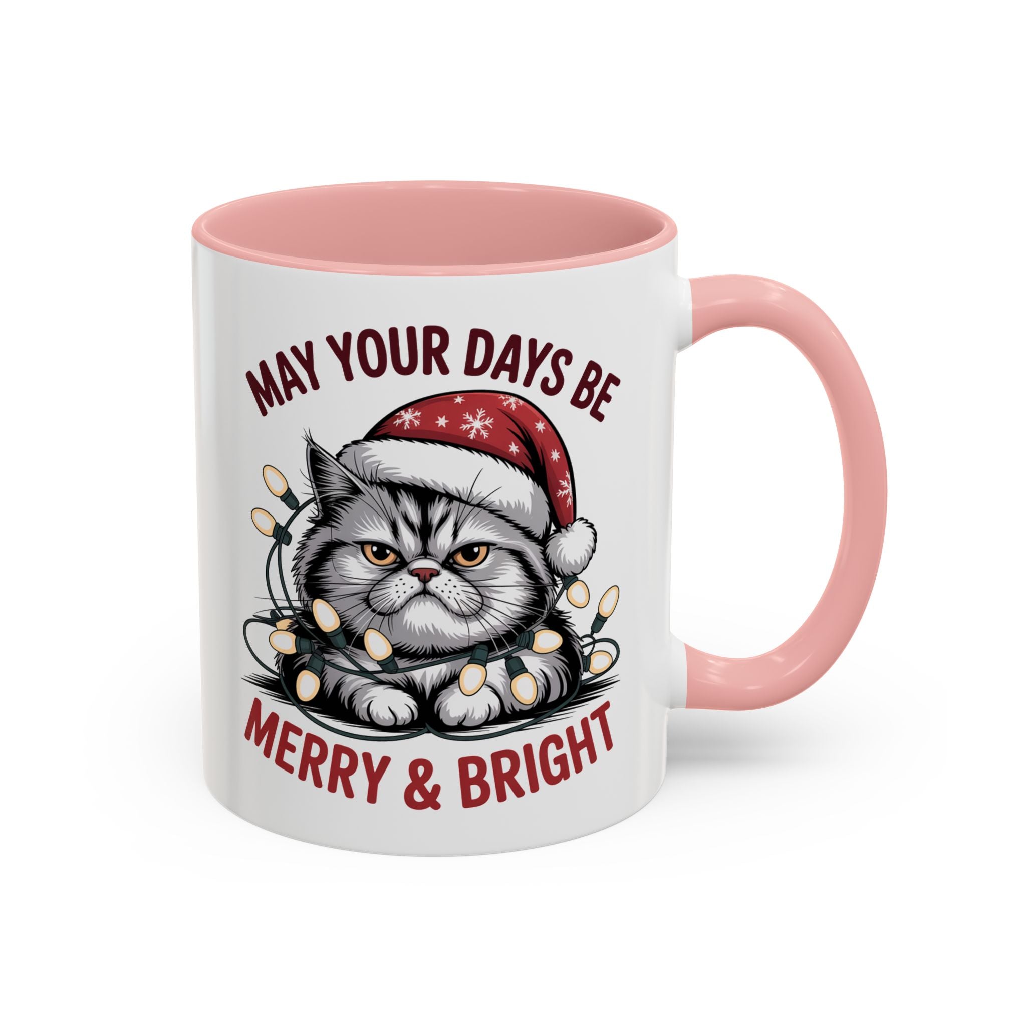 Funny Holiday Cat Mug - "May Your Days Be Merry & Bright"