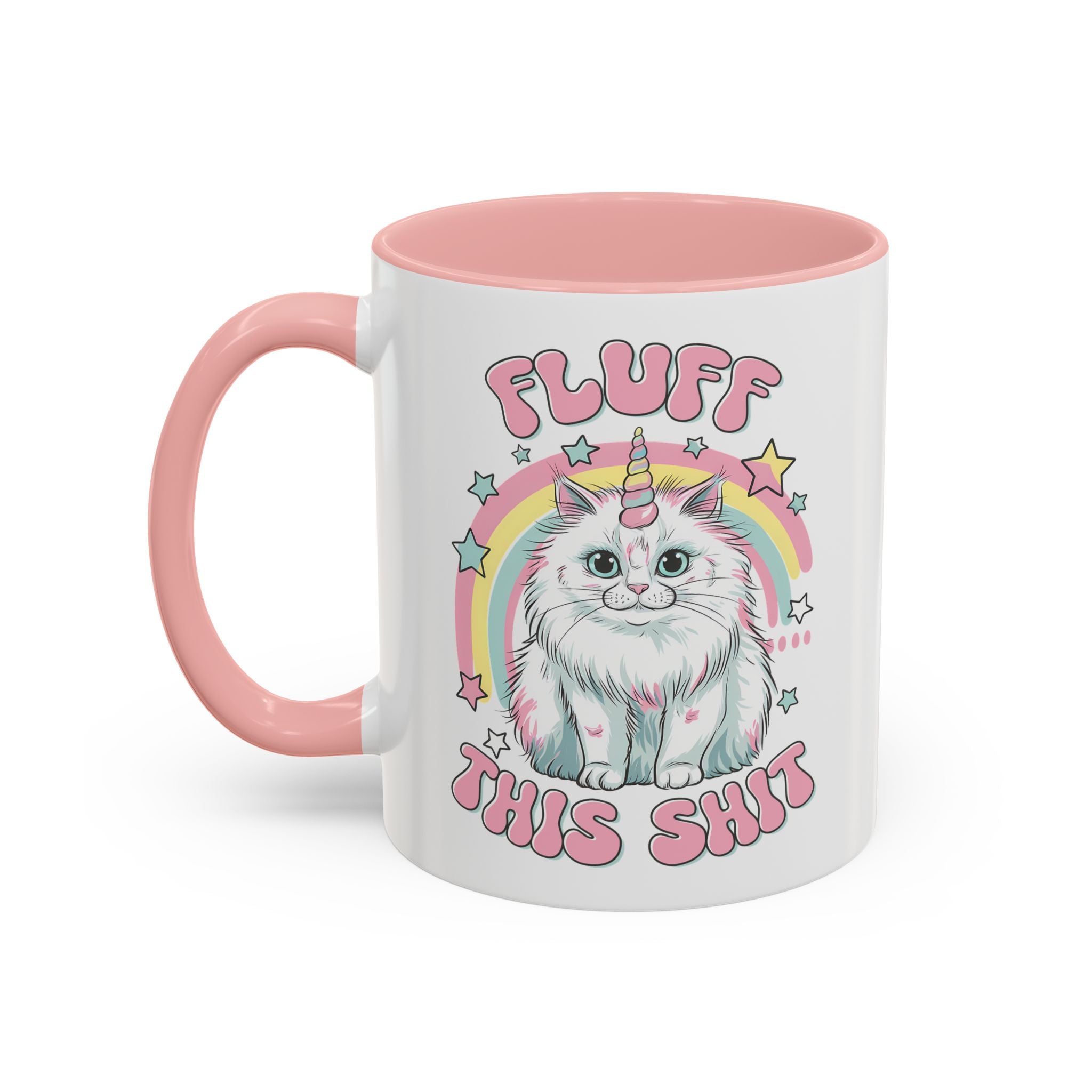 Whimsical Cat Coffee Mug - "Fluff This Shit" funny adult humor sarcasm
