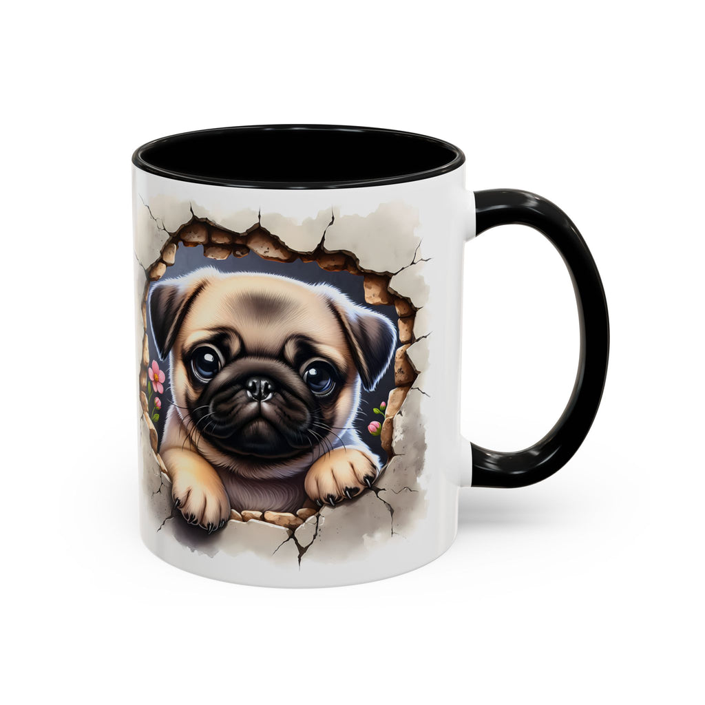 Pug In A Wall Coffee Mug - Cozy Ceramic Cup for Dog Lovers - Cute Pet Gift for Birthdays, Anniversaries, and Holidays
