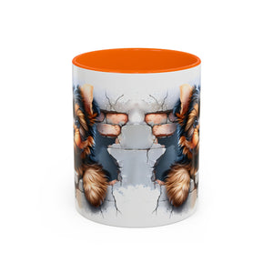 Cute Dog Peeking Coffee Mug, Pet Lover Gift, Yorkshire Terrier Mug, Animal Lover Coffee Cup, Dog-Themed Drinkware, Doggie Mug