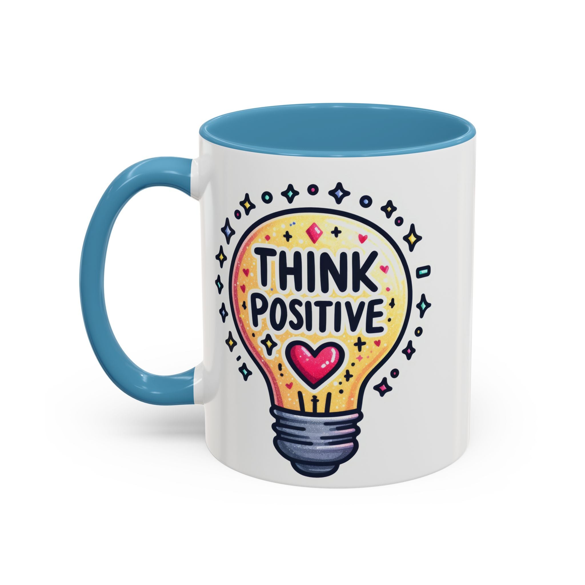 Think Positive Lightbulb Coffee Mug — Motivational Accent Mug (11/15 oz)