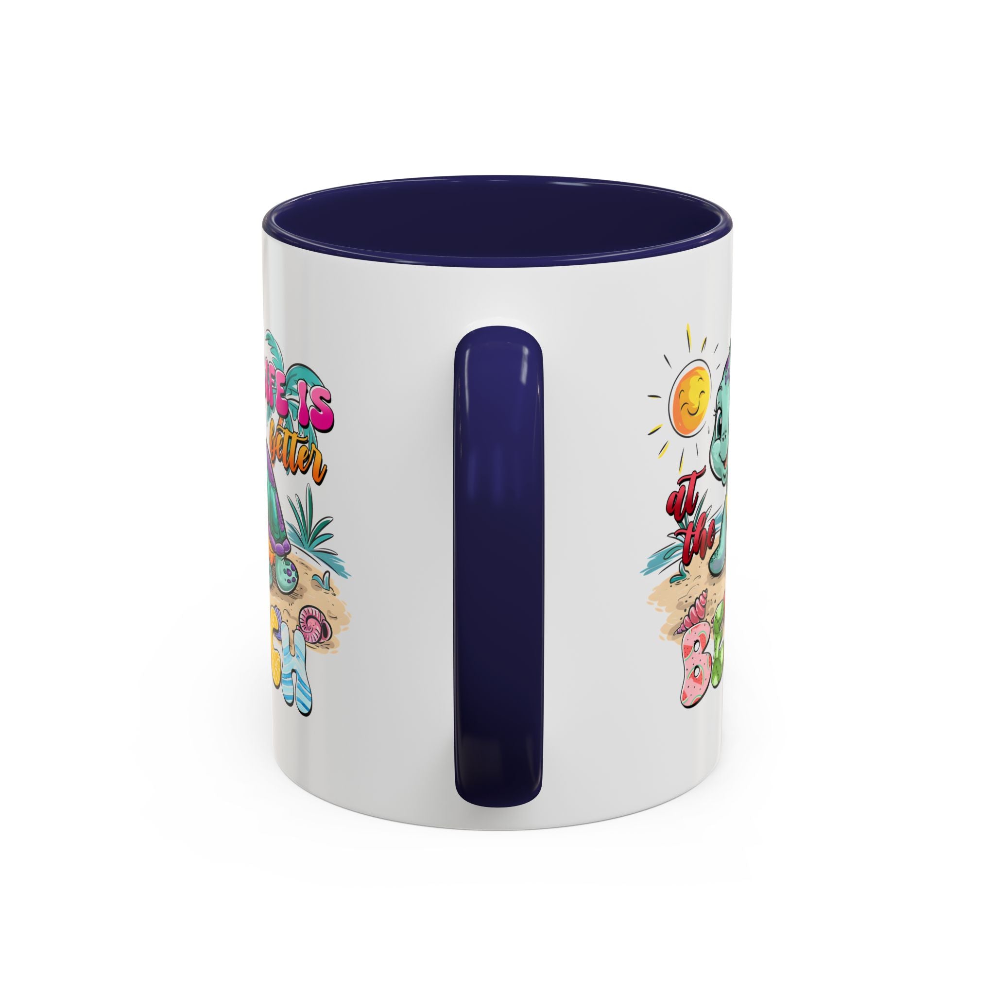 Beach Vibe Accent Coffee Mug - "Life is Better at the Beach" Design turtle animal lover