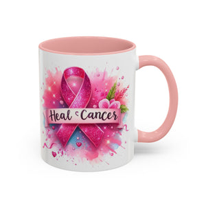 Pink Ribbon Healing Coffee Mug | Support Cancer Awareness | Inspirational Gift | Breast Cancer Support | 11oz & 15oz Options