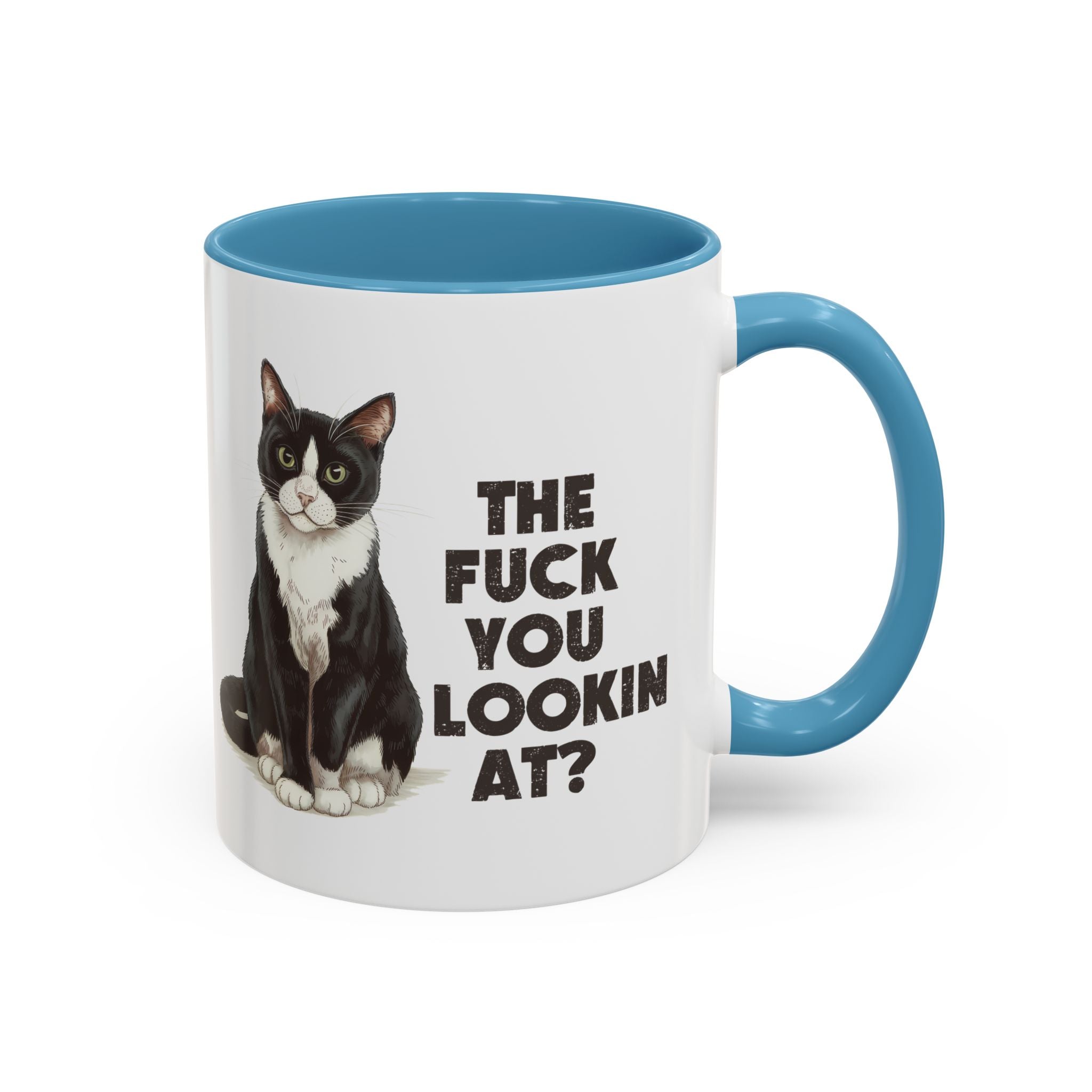 Humorous Cat Accent Coffee Mug - "What You Lookin' At?" 11/15oz attitude and sarcasm