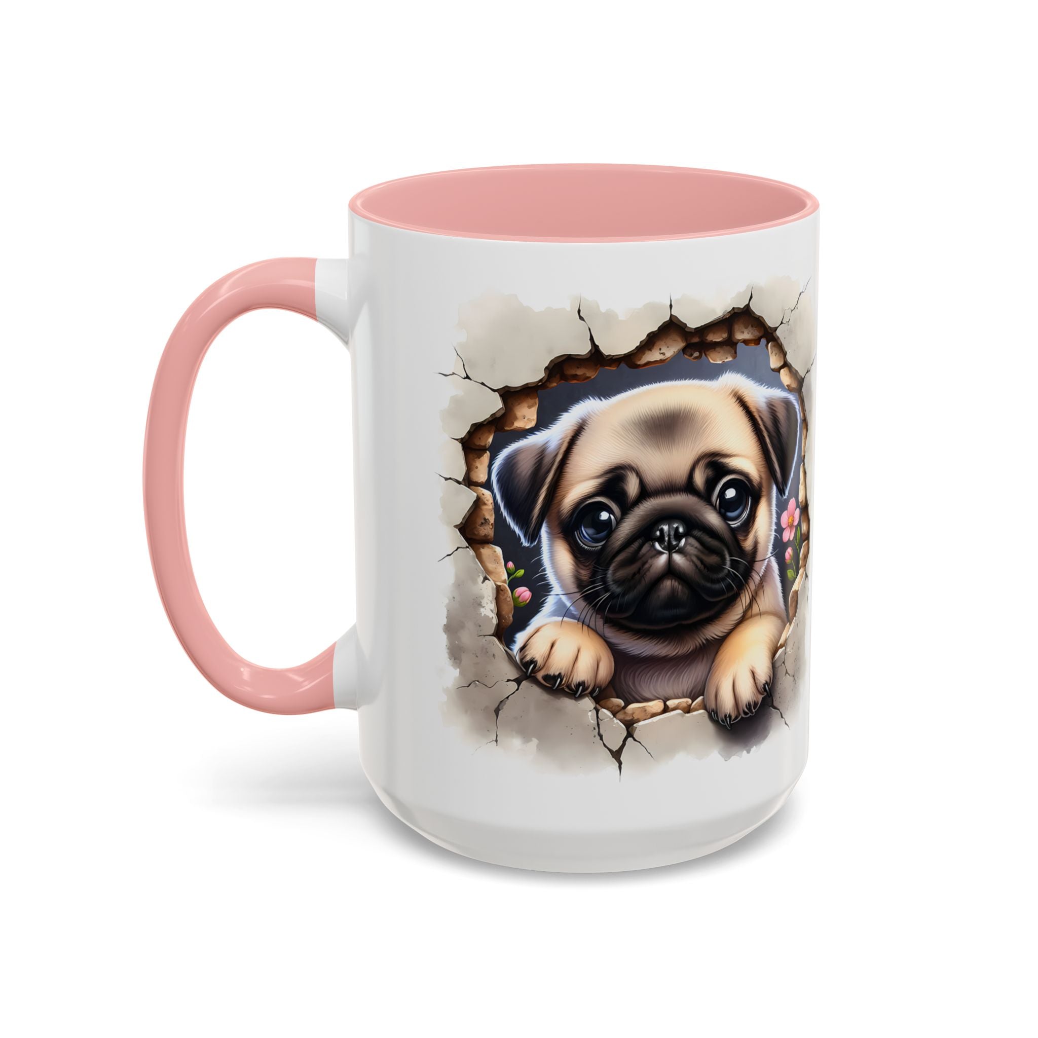 Pug In A Wall Coffee Mug - Cozy Ceramic Cup for Dog Lovers - Cute Pet Gift for Birthdays, Anniversaries, and Holidays