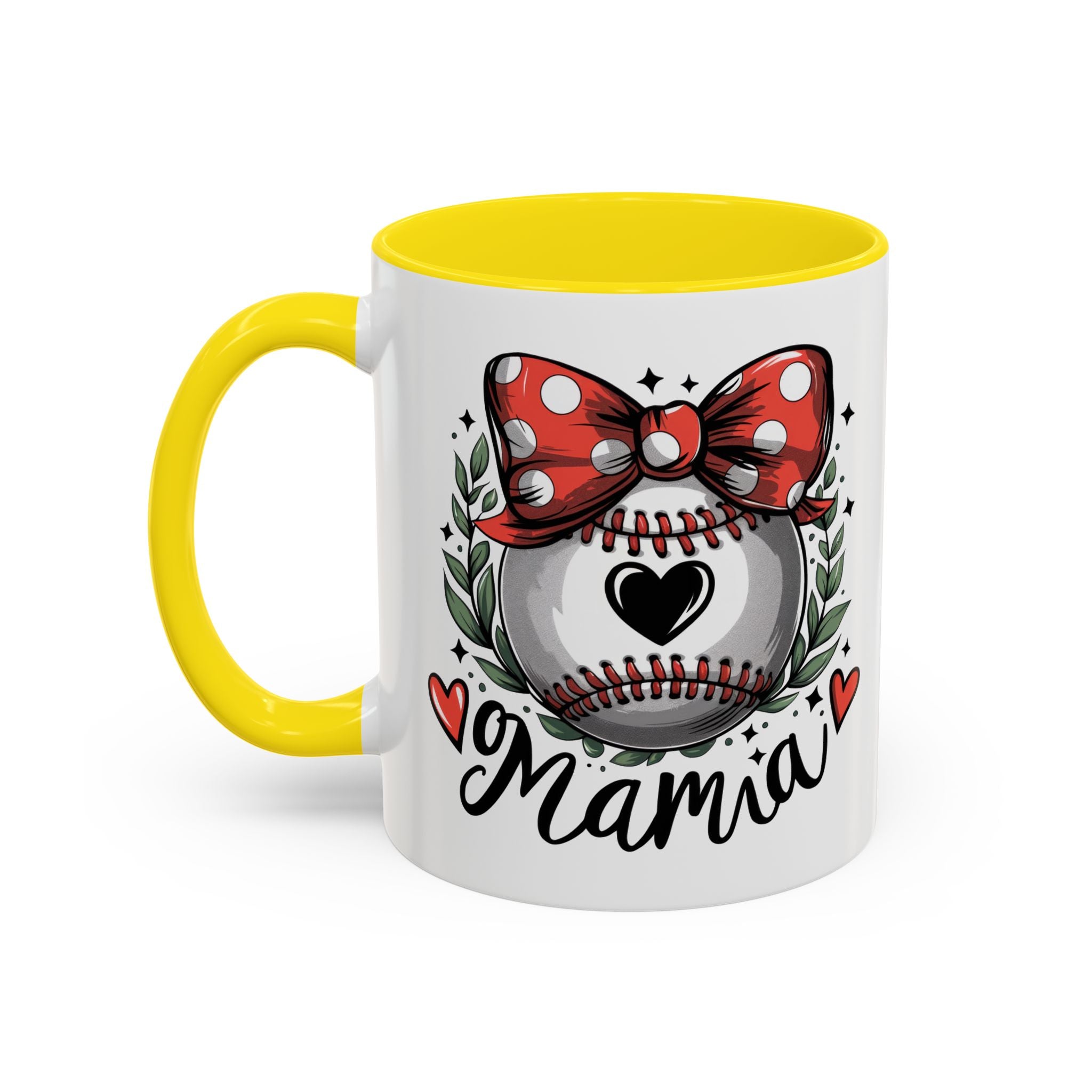 Mama's Accent Coffee Mug | Baseball & Heart Design | Gift for Mom, Mother's Day, Birthday, Coffee Lovers, Baseball Fans