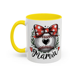 Mama's Accent Coffee Mug | Baseball & Heart Design | Gift for Mom, Mother's Day, Birthday, Coffee Lovers, Baseball Fans