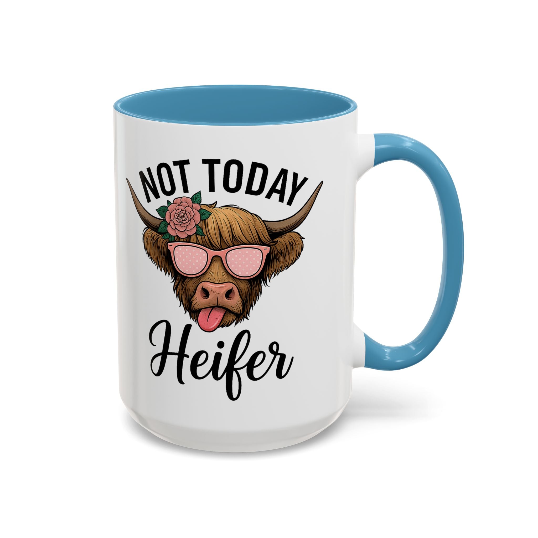 Not Today Heifer Coffee Mug — Funny Cow Mug with Sunglasses (11/15oz)