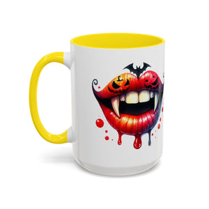 Halloween Vampire Coffee Mug, Spooky Drinkware, Goth Kitchen Decor, Pumpkin Mug, Horror Lover Gift