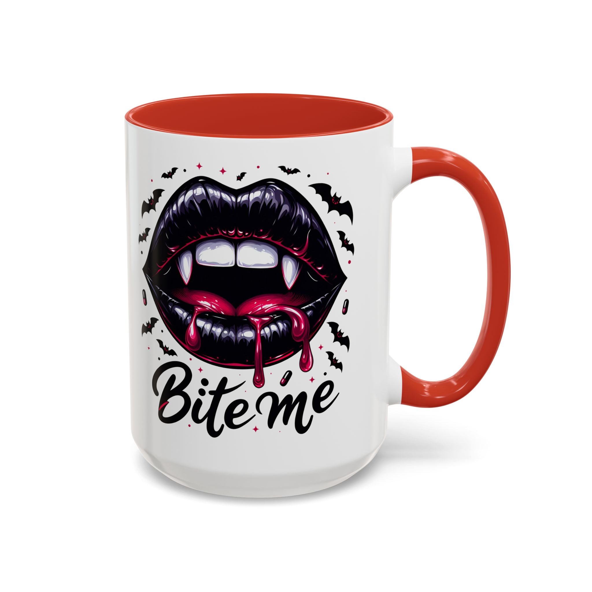 Vampire Themed Coffee Mug - "Bite Me"  halloween bats horror art cup