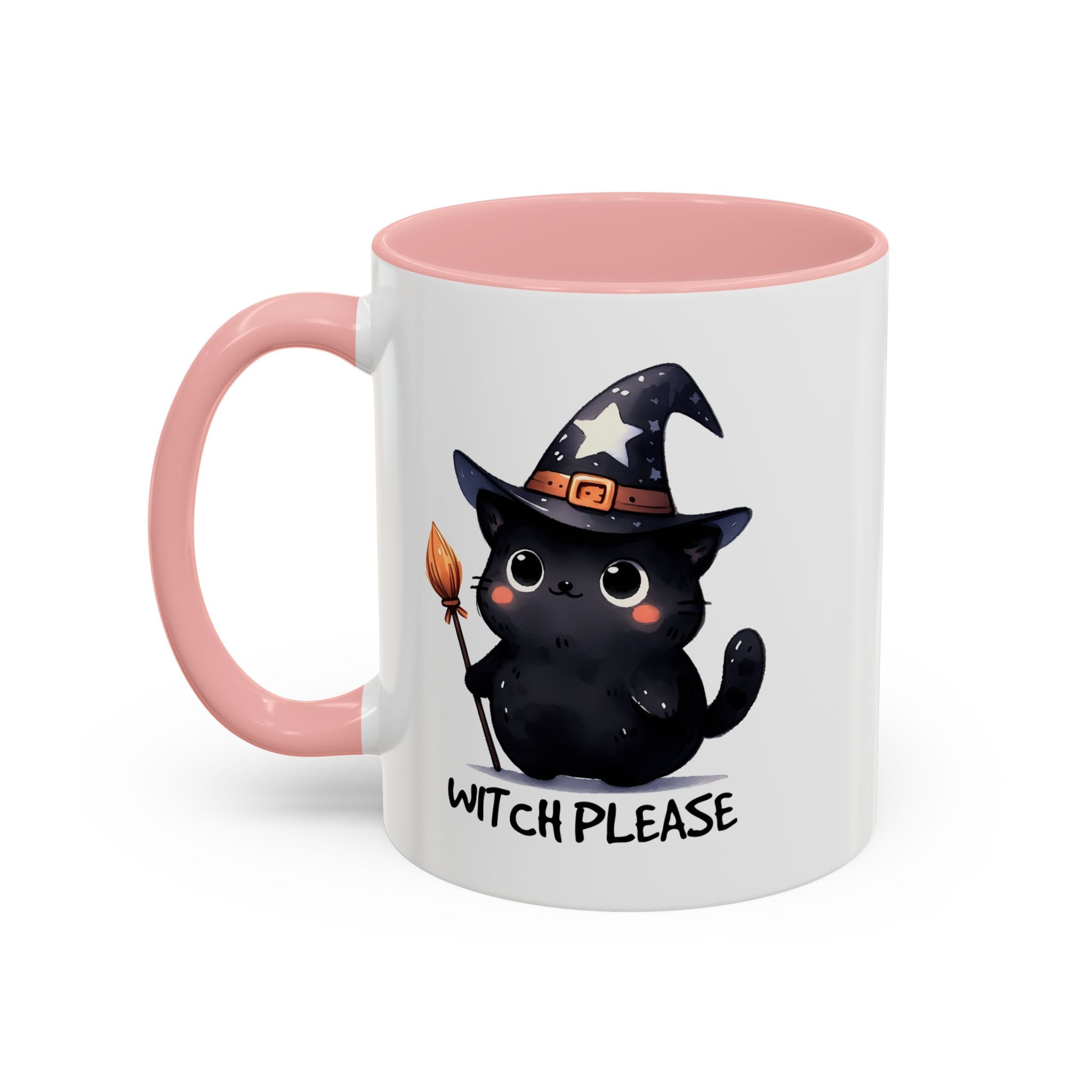 Cute Witch Cat Coffee Mug - Perfect for Halloween, Cat Lover Gift, Witch Please Design, Black Cat Mug, Cozy Drinkware