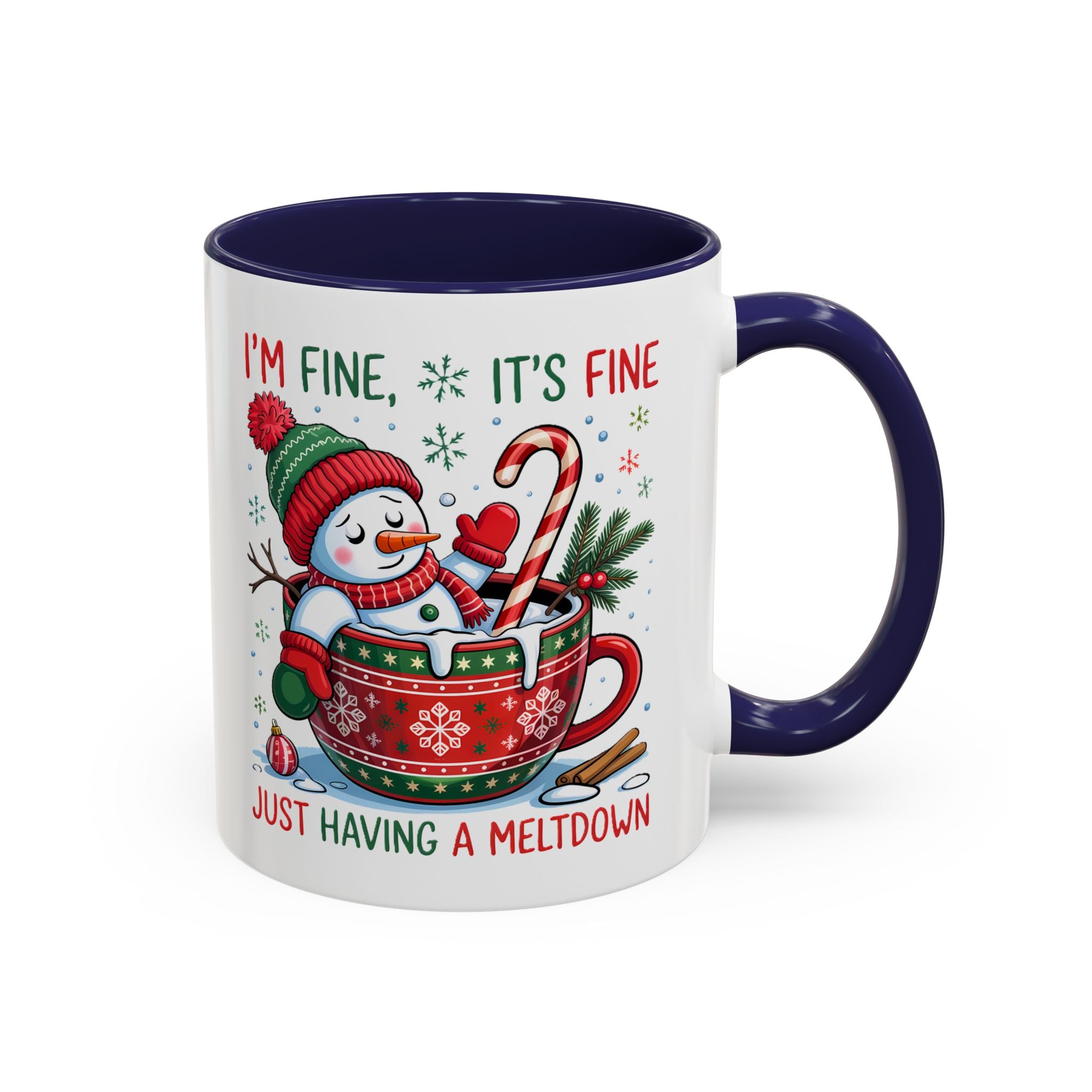 Festive Holiday Coffee Mug - "I'm Fine, It's Fine" Snowman Design sarcasm humor funny