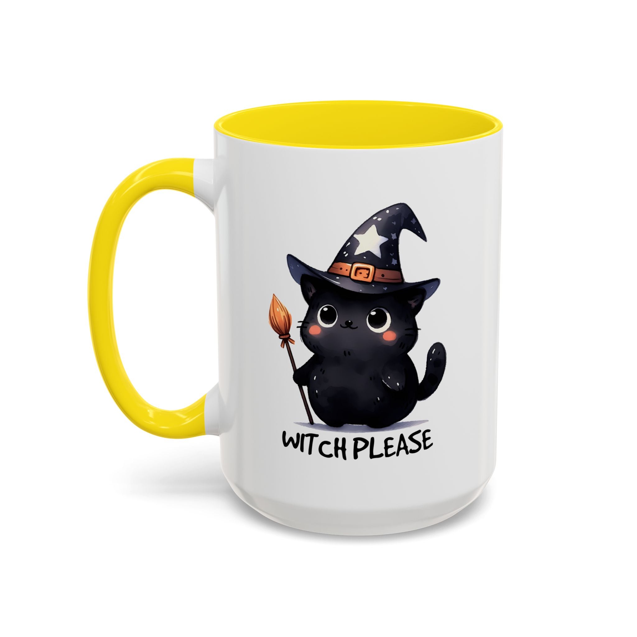 Cute Witch Cat Coffee Mug - Perfect for Halloween, Cat Lover Gift, Witch Please Design, Black Cat Mug, Cozy Drinkware