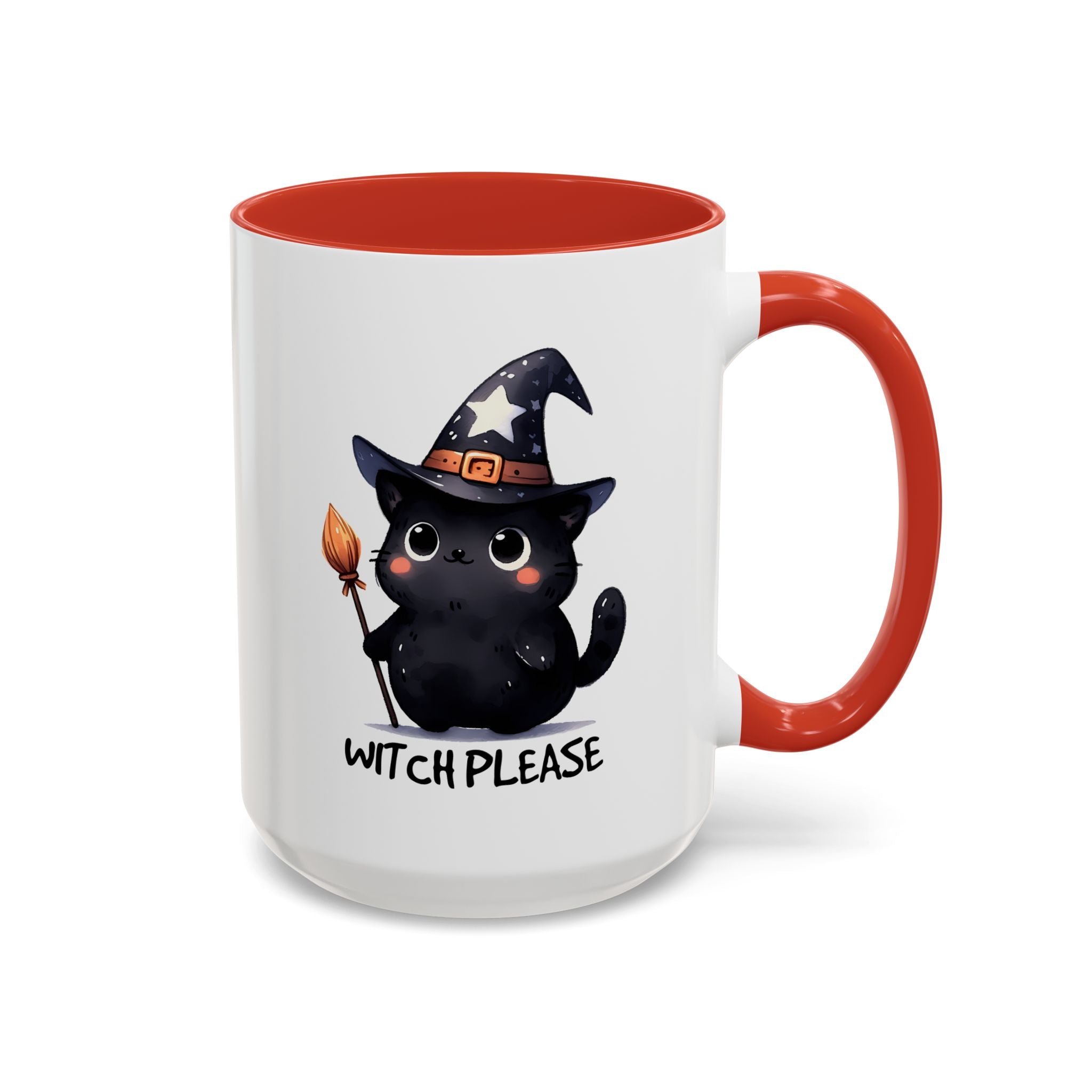 Cute Witch Cat Coffee Mug - Perfect for Halloween, Cat Lover Gift, Witch Please Design, Black Cat Mug, Cozy Drinkware