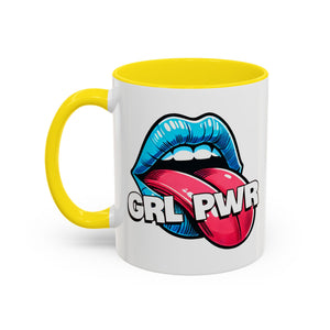 GRL PWR Accent Coffee Mug - Bold Fun Design for Empowerment, Great Gift for Friends, Coffee Lovers, Birthdays, and Celebrations