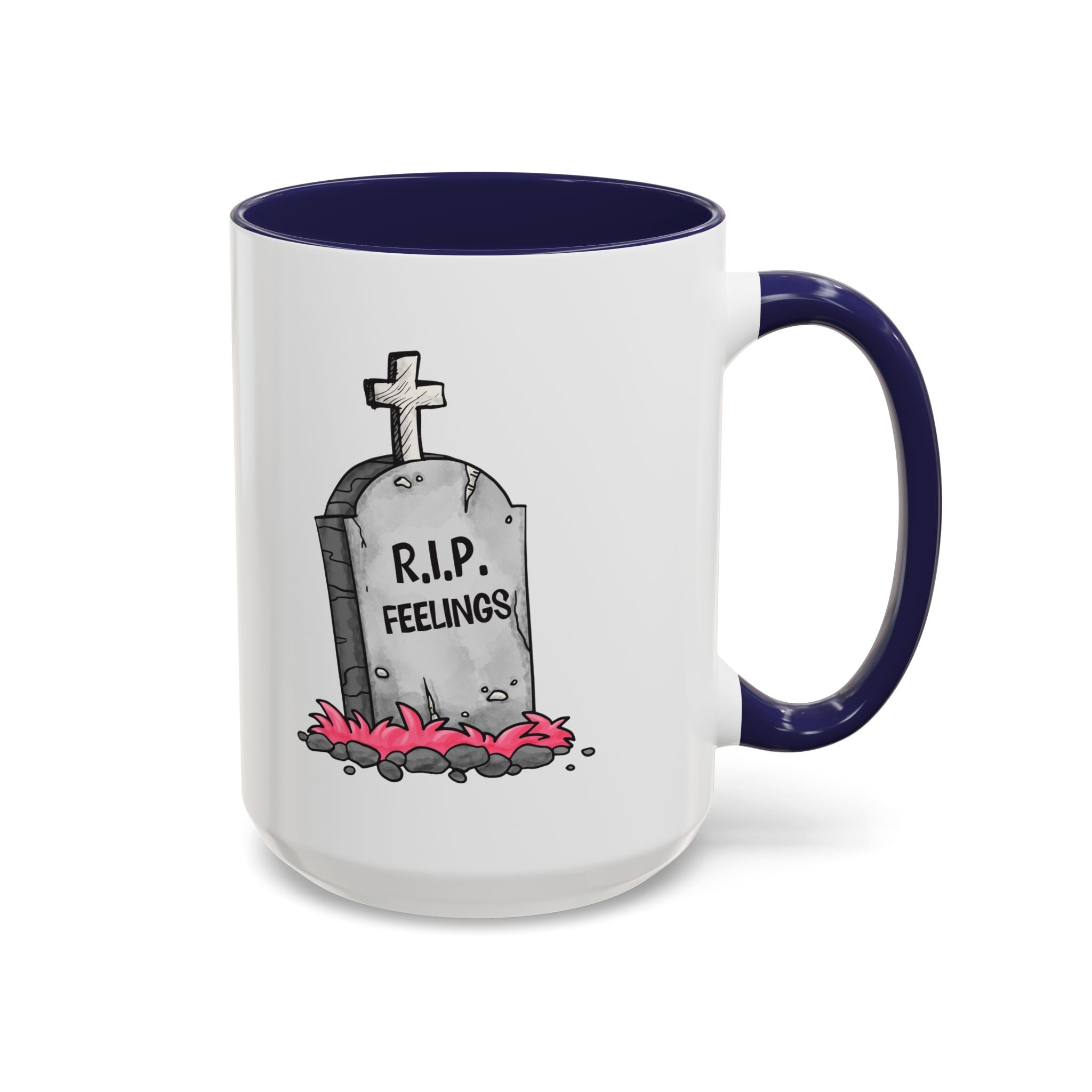 Coffee Mug — RIP Feelings Tombstone Accent Mug anti valentine