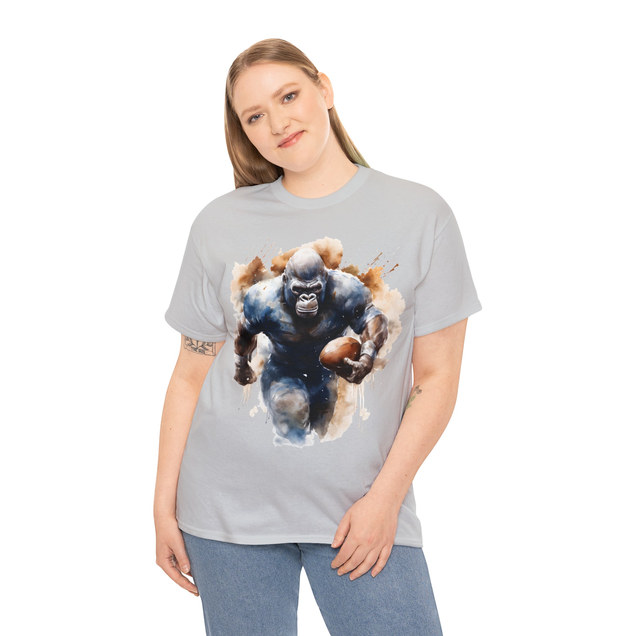 funny Football gorilla t shirt gift Unisex Heavy Cotton Tee