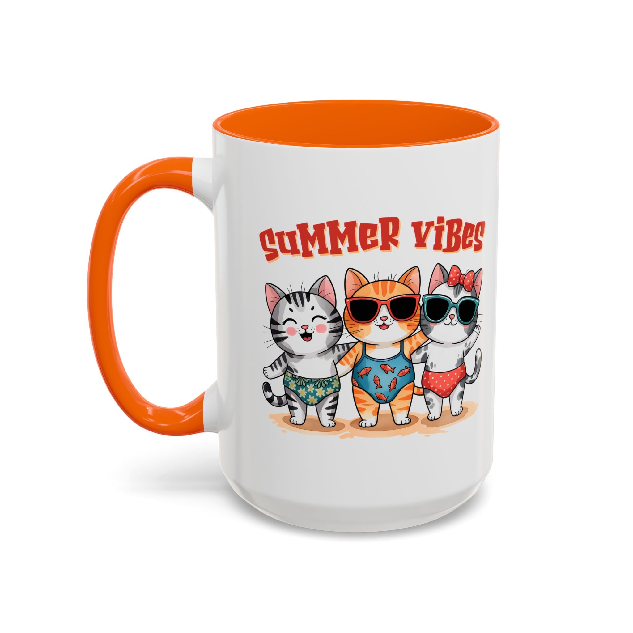 Summer Vibes Cat Coffee Mug - Fun Accent Mug for Cat Lovers