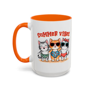 Summer Vibes Cat Coffee Mug - Fun Accent Mug for Cat Lovers