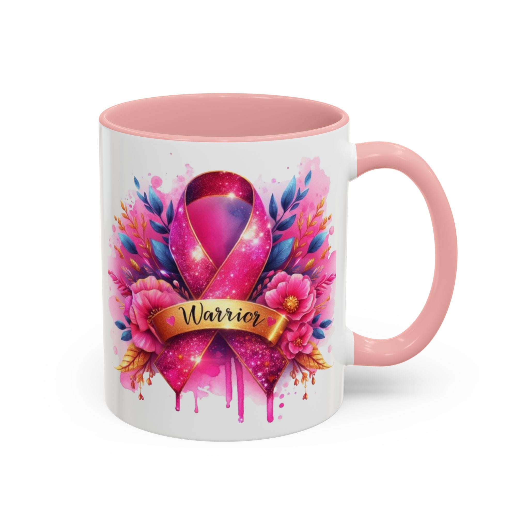 Inspirational Warrior Coffee Mug - Floral Design, Encouragement Gift, Cancer Awareness, Motivational Cup, Supportive Drinkware