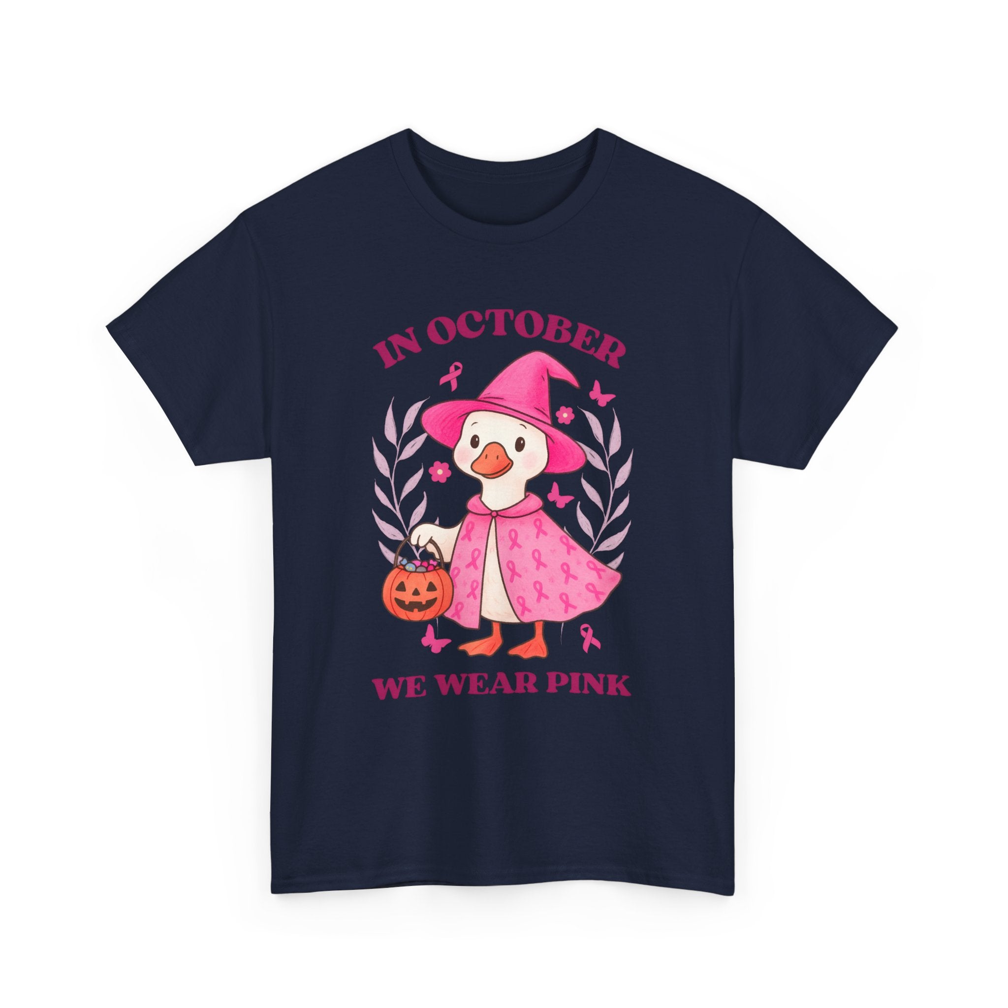 Breast Cancer Awareness Tee, Cute Pink Duck Shirt for October, Unisex Cotton T-Shirt, Awareness Month Apparel, Funny Halloween Outfit