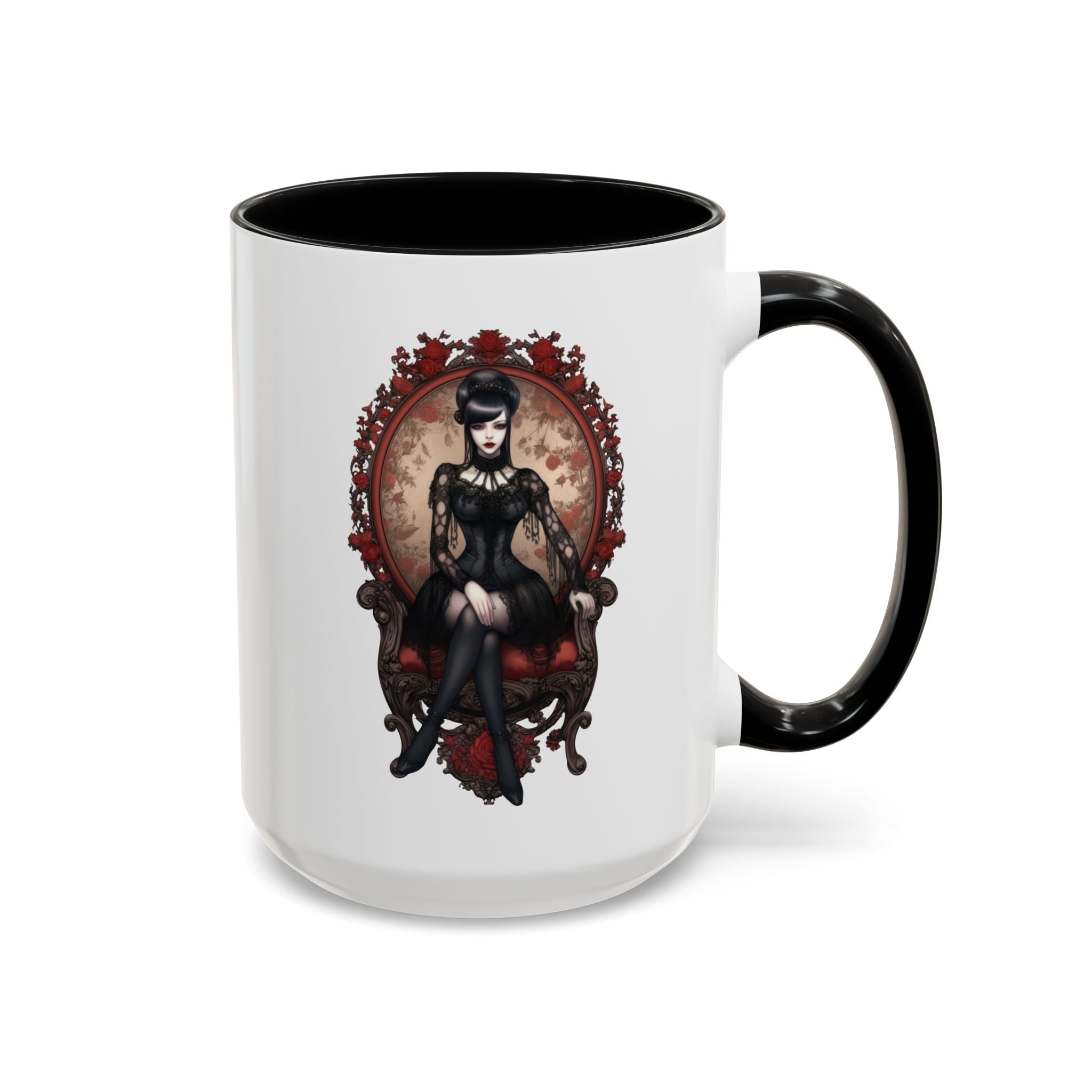 Gothic Elegance Coffee Mug - Unique Black Accent Mug for Witchy Vibes, Perfect Gift for Halloween, Goth Decor, Coffee Lovers, & Spooky