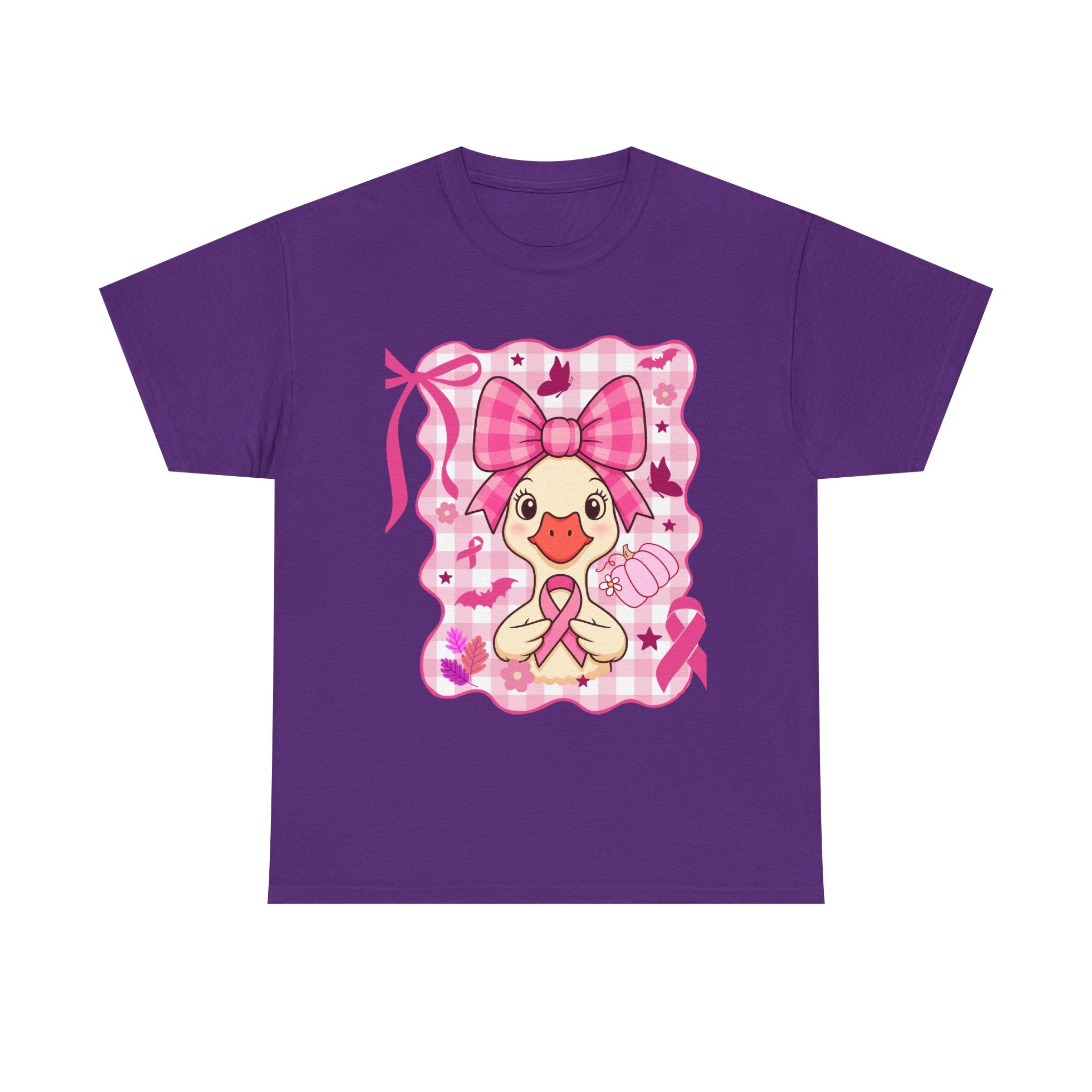 Cute Pink Ribbon Duck Tee, Breast Cancer Awareness Shirt, Funny Unisex Cotton T-Shirt, Gift for Her, Cute Animal Apparel